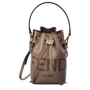 Fendi Mon Tresor Mini Leather Bucket Bag, Grey